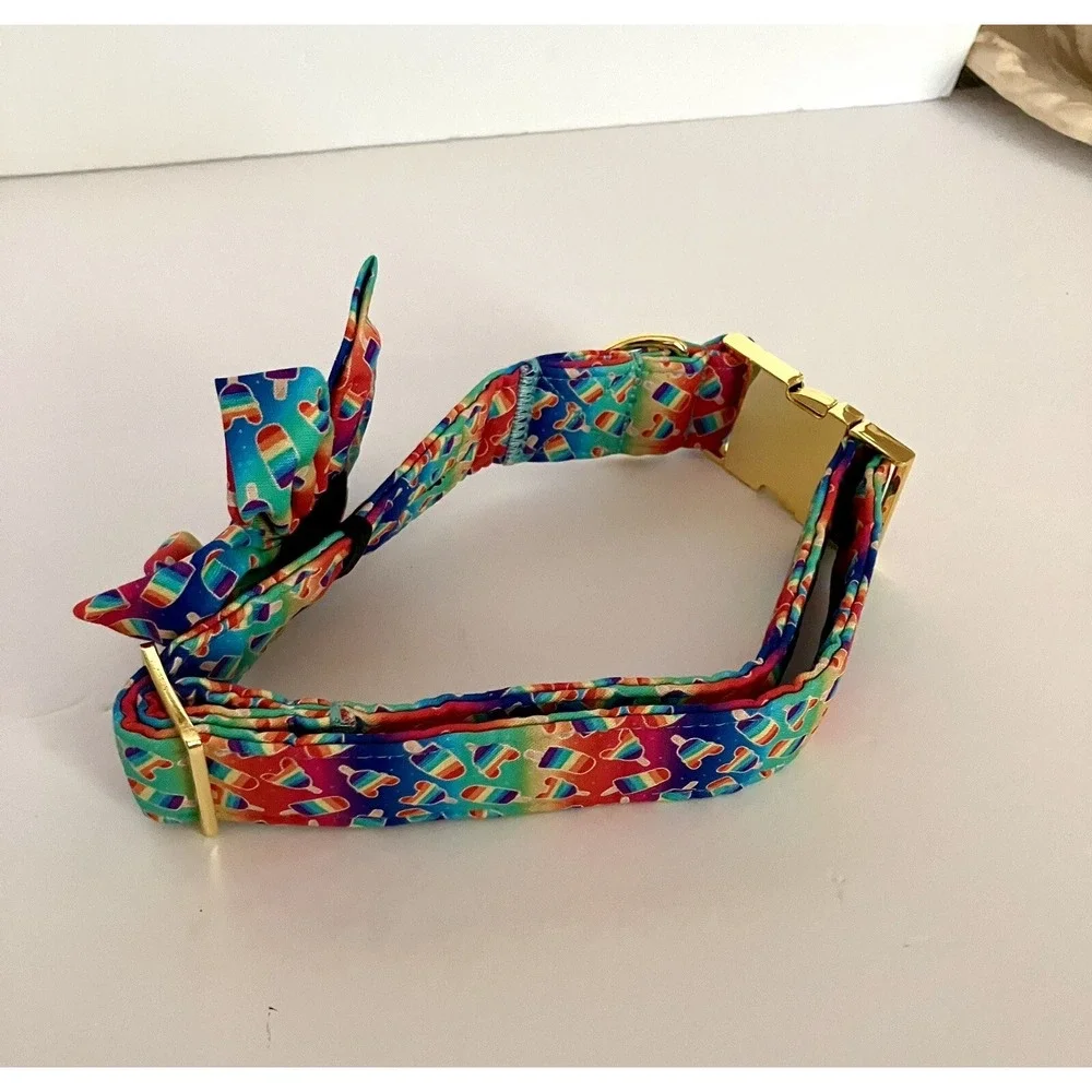 ARING‎ PET Dog Collar Popsicles Rainbow Flower Boy Or Girl Size Large